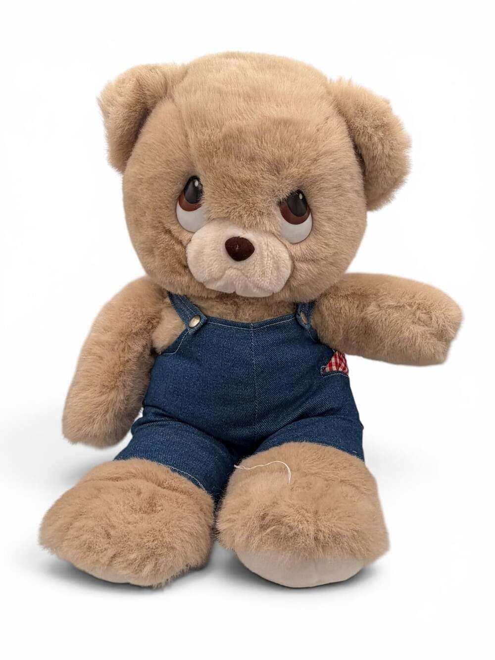 Vintage 1985 24K Polar Puff Teddy Bear with Denim Overalls